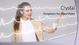  Presentation with doctor helps to get out of bed an elderly woman - Colorful presentation design enhanced with normal sline - doctor woman working with cardiogram backdrop and a  colored foreground