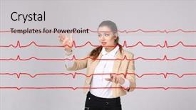  Presentation with lines - Beautiful presentation theme featuring normal sline - doctor woman working with cardiogram backdrop and a  colored foreground