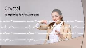  Presentation with lines - Cool new presentation with normal sline - doctor woman working with cardiogram backdrop and a  colored foreground