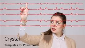  Presentation with lines - PPT layouts consisting of normal sline - doctor woman working with cardiogram background and a  colored foreground