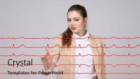  Presentation with doctor helps to get out of bed an elderly woman - Theme featuring normal sline - doctor woman working with cardiogram background and a  colored foreground