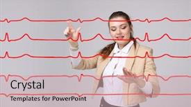  Presentation with eco cardiogram - Presentation design featuring normal sline - doctor woman working with cardiogram background and a soft green colored foreground
