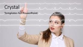  Presentation with lines - Cool new PPT layouts with normal sline - doctor woman working with cardiogram backdrop and a light gray colored foreground