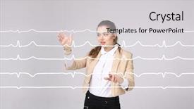  Presentation with lines - Theme consisting of normal sline - doctor woman working with cardiogram background and a light gray colored foreground