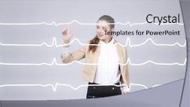  Presentation with doctor helps to get out of bed an elderly woman - Amazing PPT theme having normal sline - doctor woman working with cardiogram backdrop and a light gray colored foreground