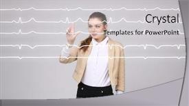  Presentation with doctor helps to get out of bed an elderly woman - Amazing PPT layouts having normal sline - doctor woman working with cardiogram backdrop and a light gray colored foreground