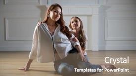  Presentation with normal - Presentation featuring normality - pregnant woman with daughter normal background and a coral colored foreground