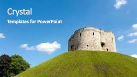  Presentation with tower - Slide set featuring normans - cliffords tower in york uk background and a teal colored foreground