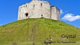  Presentation with tower - Audience pleasing PPT layouts consisting of normans - clifford's tower at york england backdrop and a gold colored foreground
