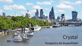  Presentation with london - Presentation theme having normans - london across thames river background and a light blue colored foreground