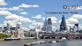  Presentation with london - Beautiful slide set featuring normans - london across thames river backdrop and a light blue colored foreground