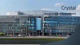  Presentation with modern building - Presentation theme featuring normans - modern office park building background and a  colored foreground