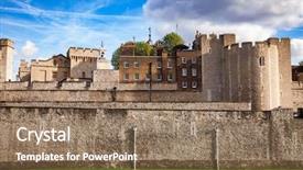 Presentation with castle wall - Presentation design enhanced with normans - outer curtain wall and dry background and a coral colored foreground