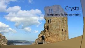  Presentation with view of kerak castle crusader - Beautiful PPT theme featuring normans - scenic view of ruins backdrop and a teal colored foreground