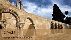  Presentation with destination - Slide set with normans - siracusa sicily church of san background and a coral colored foreground