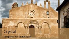  Presentation with church - Audience pleasing slide set consisting of normans - siracusa sicily church of san backdrop and a yellow colored foreground