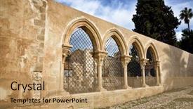  Presentation with destination - Slide set with normans - siracusa sicily church of san background and a coral colored foreground