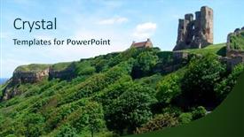 Presentation with castle - PPT theme featuring normans - view of scarborough's norman castle background and a sky blue colored foreground