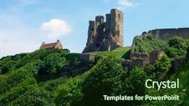 Presentation with castle - Presentation theme enhanced with normans - view of scarborough's norman castle background and a tawny brown colored foreground