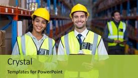  Presentation with worker safety - Slide deck enhanced with norms - smiling worker wearing yellow safety background and a yellow colored foreground