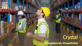  Presentation with worker safety - Colorful slide set enhanced with norms - worker with yellow safety vest backdrop and a tawny brown colored foreground