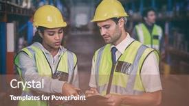 Presentation with covid19 and healthcare workers - Colorful slide set enhanced with norms - workers looking at clipboard backdrop and a coral colored foreground
