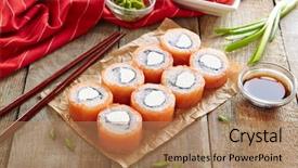  Presentation with philadelphia - Presentation having noro - beautiful philadelphia sushi rolls set background and a coral colored foreground