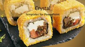  Presentation with fish tuna - Colorful slide set enhanced with noro - hot crispy deep fried sushi backdrop and a yellow colored foreground