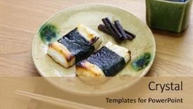  Presentation with rice cake - Cool new PPT theme with noro - isobeyaki grilled mochi japanese rice backdrop and a  colored foreground