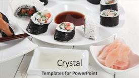  Presentation with japan sushi - Presentation enhanced with noro - maki uramaki and onigiri sushi background and a light gray colored foreground