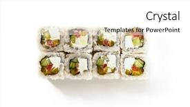  Presentation with cucumber cream - Audience pleasing presentation theme consisting of noro - set of uramaki sushi backdrop and a white colored foreground