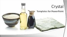  Presentation with soy sauce - Audience pleasing PPT theme consisting of noro - sushi ingredient nori rice rice backdrop and a white colored foreground