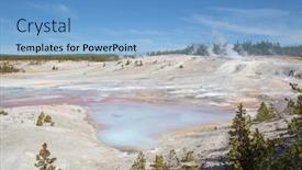  Presentation with yellowstone - Theme consisting of norris-geyser-basin background and a light blue colored foreground