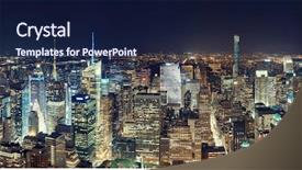  Presentation with new york night - Audience pleasing slide deck consisting of north america - new york city midtown skyline backdrop and a navy blue colored foreground