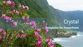  Presentation with coast - PPT theme with north coast of madeira island portugal europe background and a ocean colored foreground