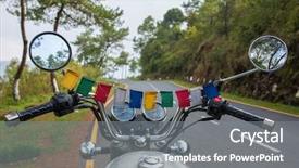  Presentation with region - Colorful PPT theme enhanced with motocycle - motorcycling in the north east backdrop and a gray colored foreground