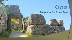  Presentation with ancient greek - Presentation theme consisting of north gate in ancient greek town mycenae background and a light gray colored foreground