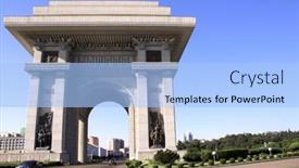  Presentation with north korea - Beautiful presentation theme featuring north-korea-pyongyang-september-14 backdrop and a light blue colored foreground