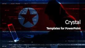  Presentation with korea - Colorful slide deck enhanced with north korea threat of cyber backdrop and a black colored foreground