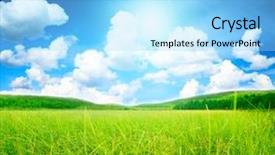  Presentation with green mountains - Audience pleasing theme consisting of north mountains and green grass backdrop and a arctic colored foreground