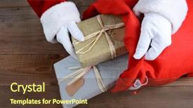  Presentation with santa - Cool new slide deck with north pole - closeup of santa claus putting backdrop and a tawny brown colored foreground