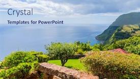  Presentation with island - Beautiful PPT theme featuring northeast-of-the-island backdrop and a light blue colored foreground