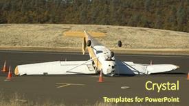  Presentation with aircraft maitenance - Presentation theme enhanced with northens planes - aircraft wreck at an airfield background and a tawny brown colored foreground