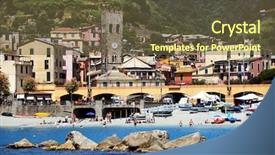 Presentation with beach - Cool new presentation theme with northern europe - beach of monterosso al mare backdrop and a tawny brown colored foreground