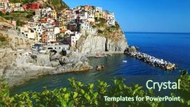  Presentation with italy - Beautiful presentation theme featuring northern europe - manarola village cinque terre italy backdrop and a tawny brown colored foreground