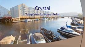  Presentation with marina security - Beautiful presentation theme featuring northern europe - view on marina in trondheim backdrop and a sky blue colored foreground