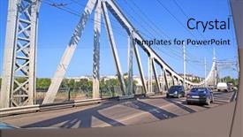  Presentation with render of a car suspension - Slides featuring northern hemisphere - town car bridge background and a light blue colored foreground