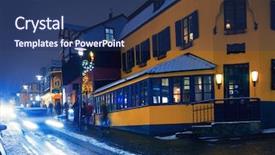  Presentation with street lights - Colorful PPT theme enhanced with northern lights - laugavegur during a snowfall backdrop and a  colored foreground