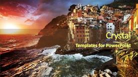  Presentation with light up - Cool new presentation design with northern lights - sunset light in riomaggiore village backdrop and a tawny brown colored foreground