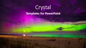  Presentation with poland - Presentation theme with northern-lights-over-the-baltic background and a wine colored foreground